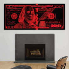 Load image into Gallery viewer, $100 Bill Black and Red Money Art Print
