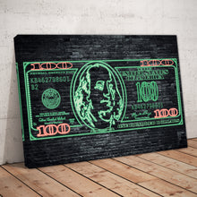 Load image into Gallery viewer, $100 Bill Neon Money Art Print
