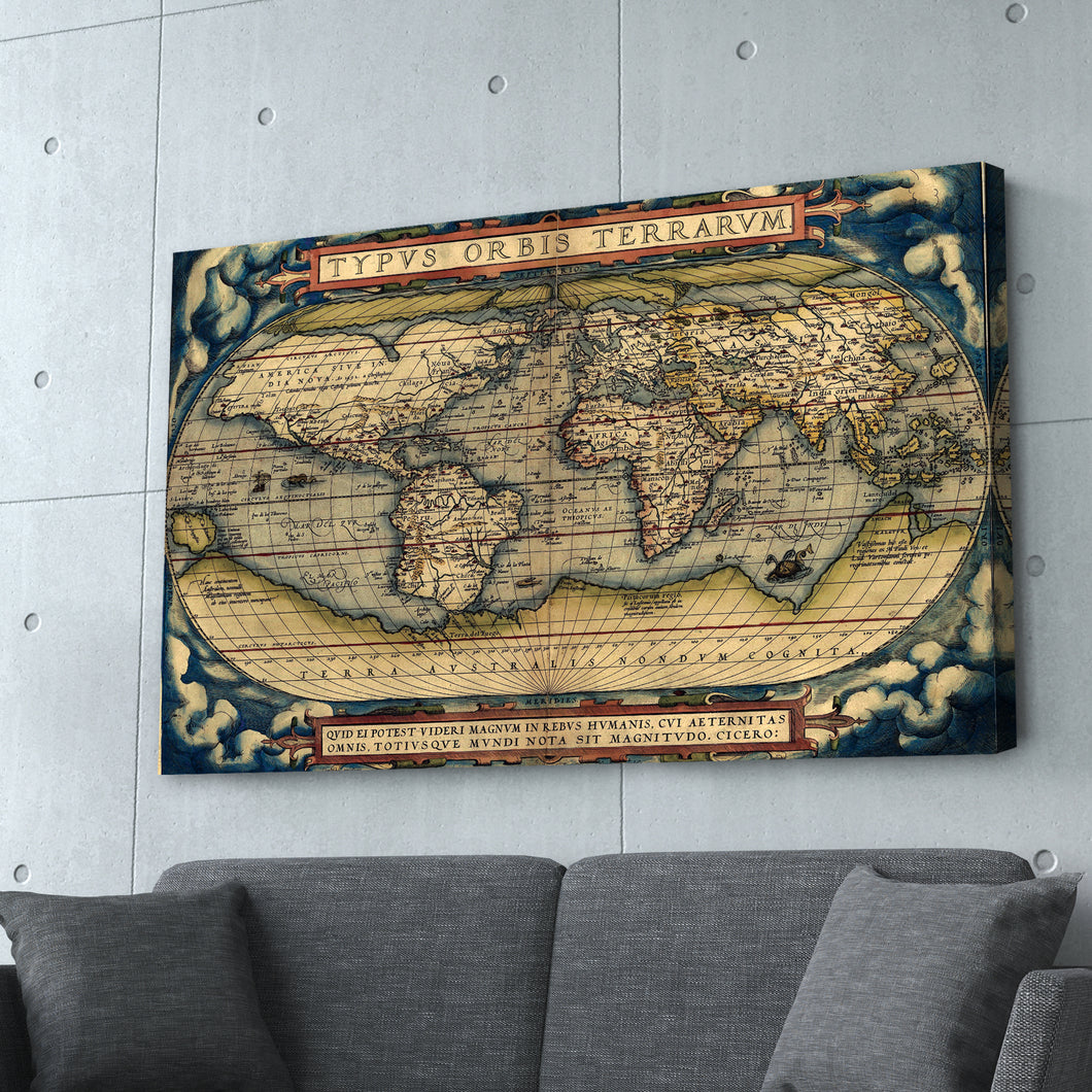 Antique Vintage World Map Print