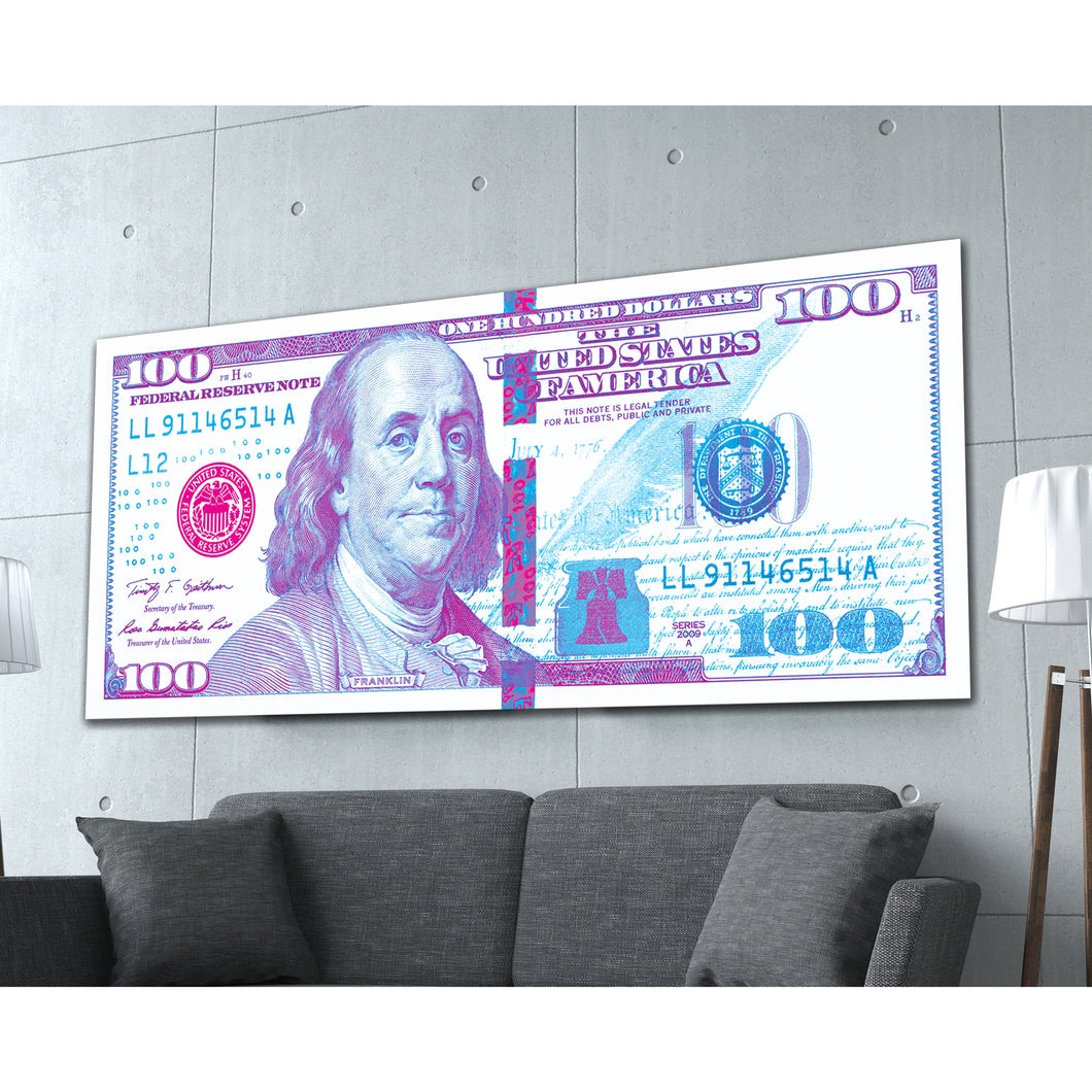 $100 Bill 80s Retro Money Art Print