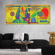 Load image into Gallery viewer, $100 Bill 70s Retro Money Art Print
