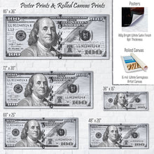 Load image into Gallery viewer, $100 Bill Stainless Steel Money Art Print
