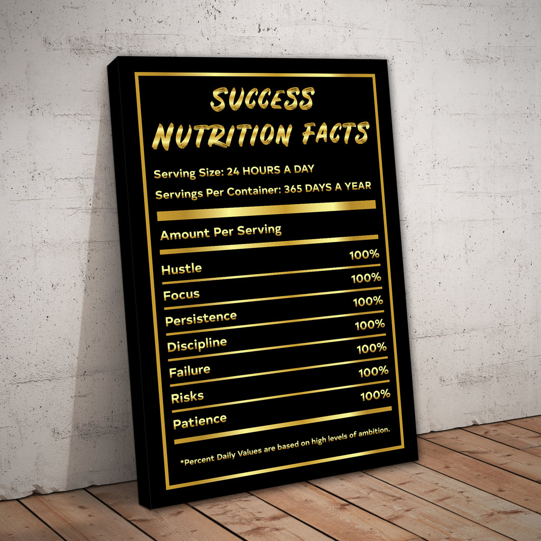 Success Nutrition Facts Gold Entrepreneur Print