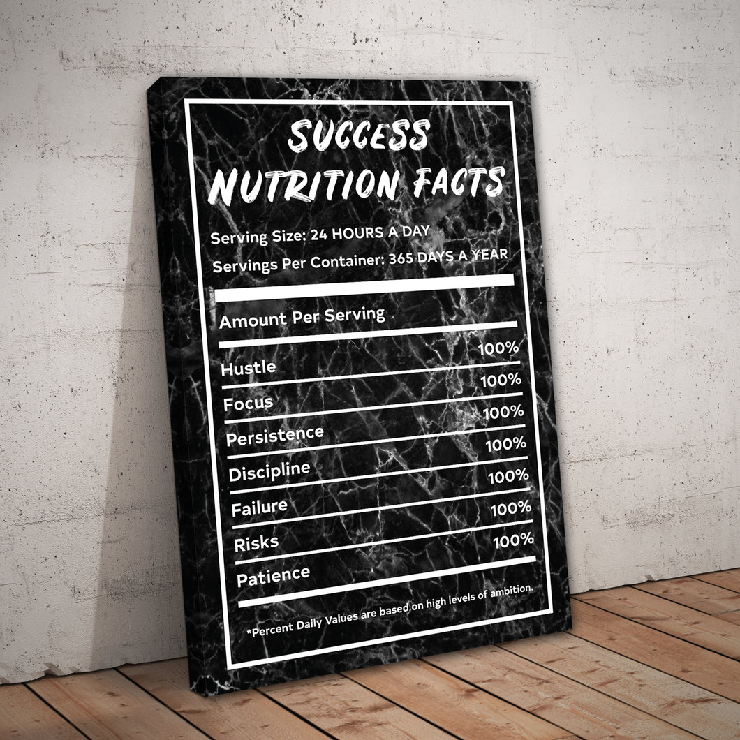 Success Nutrition Facts Black Marble Entrepreneur Print