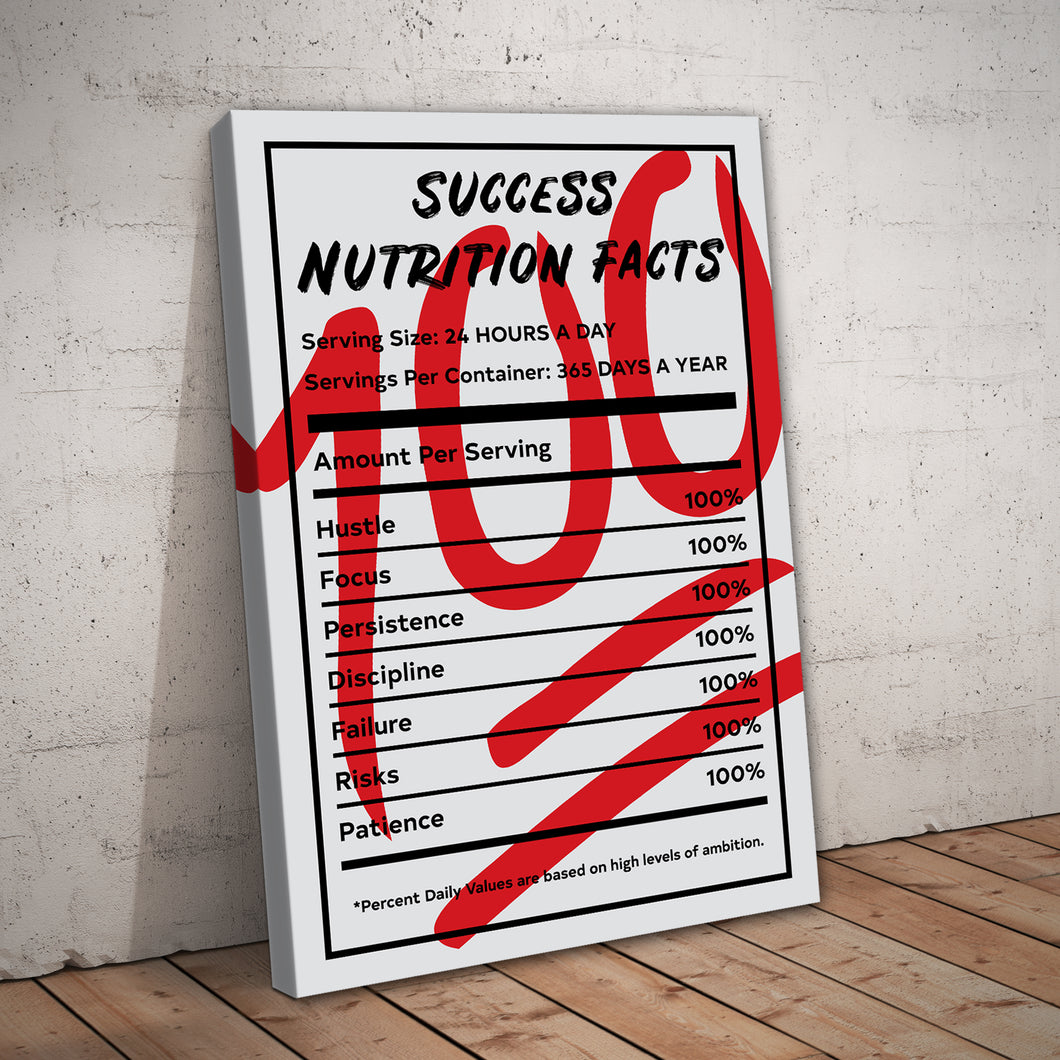 Success Nutrition Facts 100 Entrepreneur Print